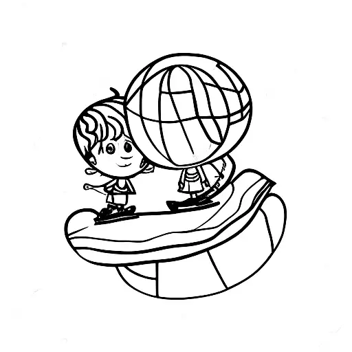 2 Children Holding Hands And Sit On Globe