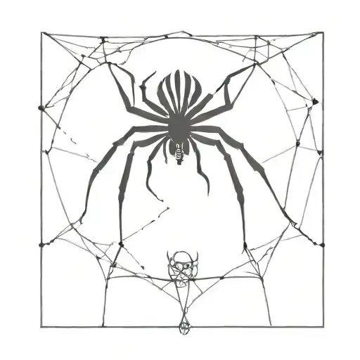 A Spider Hanging From A Web With A Scary Face And Sharp Legs