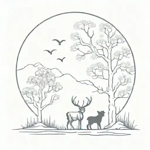 A Tattoo Design Featuring A Mystical Forest Scene And A Subtle Nod To Lucifer And Lilith