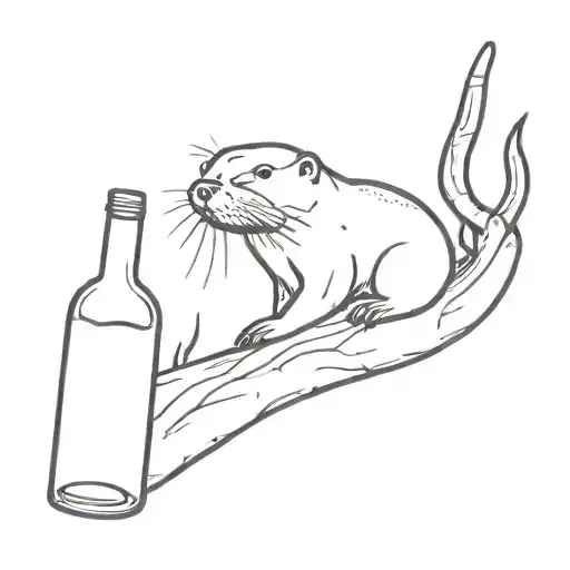 Small Asian Otter Behind A Woodford Reserve Double Oaked Bottle