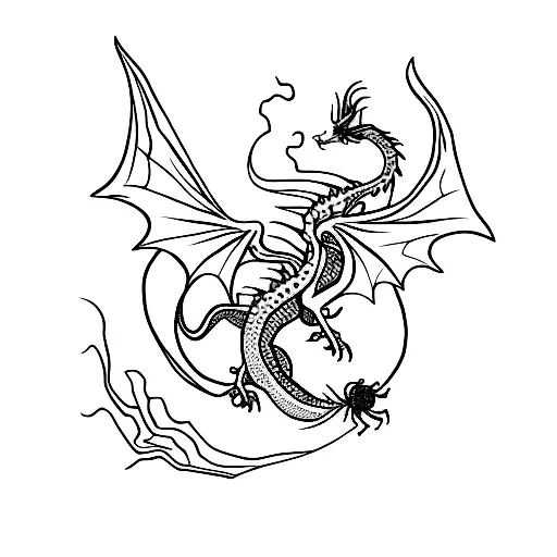 Dragon With Spider Lilly