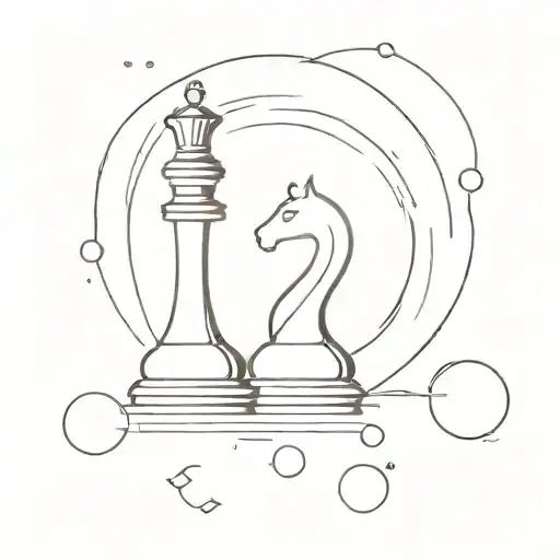 A Minimalist Tattoo Design Of A Chess Piece Merging Into A Blackhole
