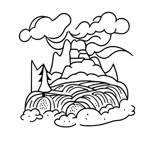 Waterfall On Mountain