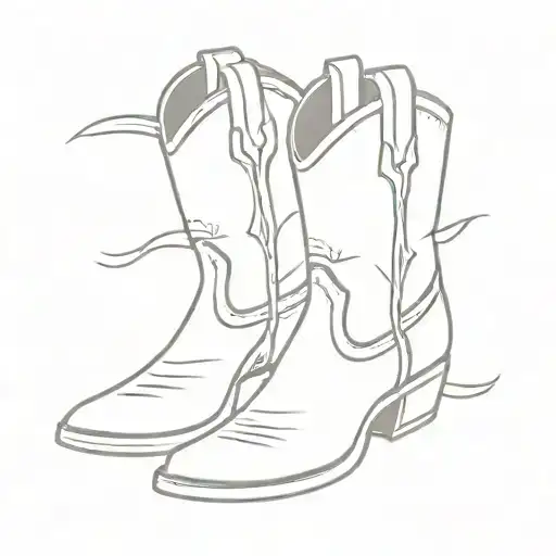 Fine Line Cowboy Boot Minimalistic Outlines Only