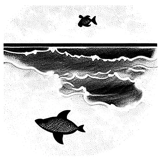 Group Of Sea Animals Swimming With View Point From Above