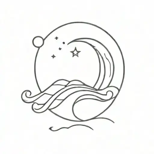 Moon And Wave Merging