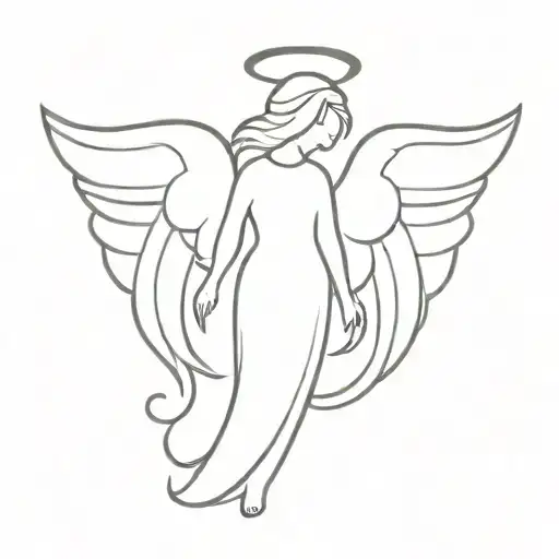 A Minimalist Design Of An Angel With Wings Made Of Topaz Feathers
