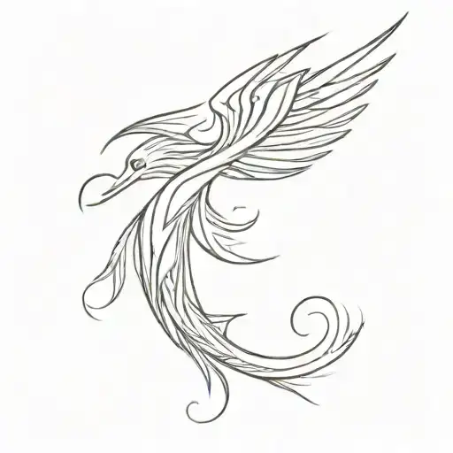 Phoenix Line Art Spine
