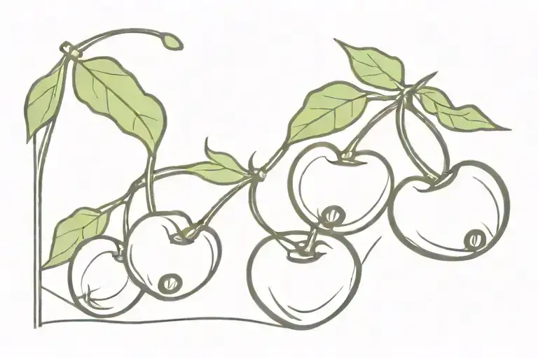 Cherries Along A Vine Simple But With Color