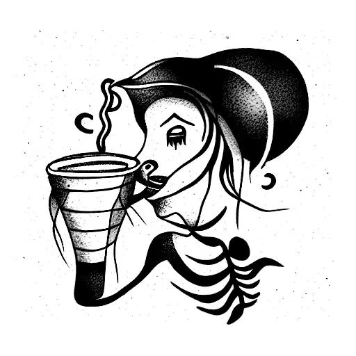 Overgrown Skeloton Drinking Coffee