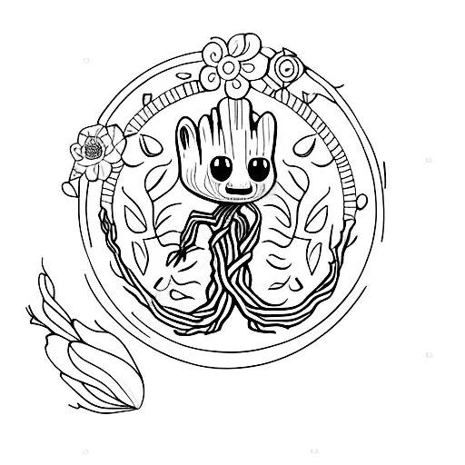 Groot Cat With A Flower In His Hands