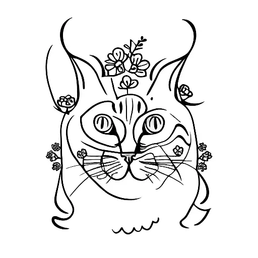 Sad Cat With Flowers