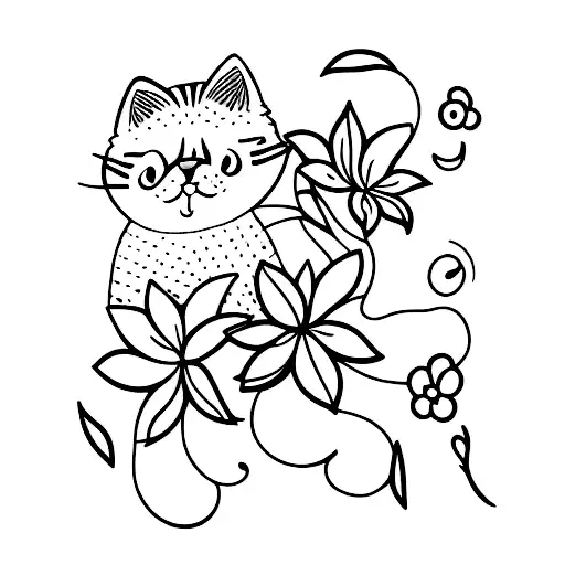 Cat With Flowers