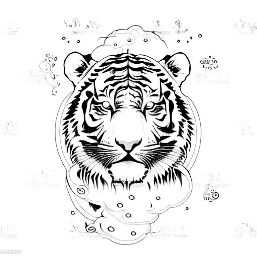 A Mystical Tiger Surrounded By Swirling Potions And Spell Books