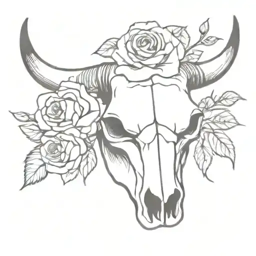 Cow Skull With Roses