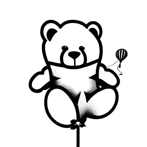 Teddy Bear Flying With A Balloon