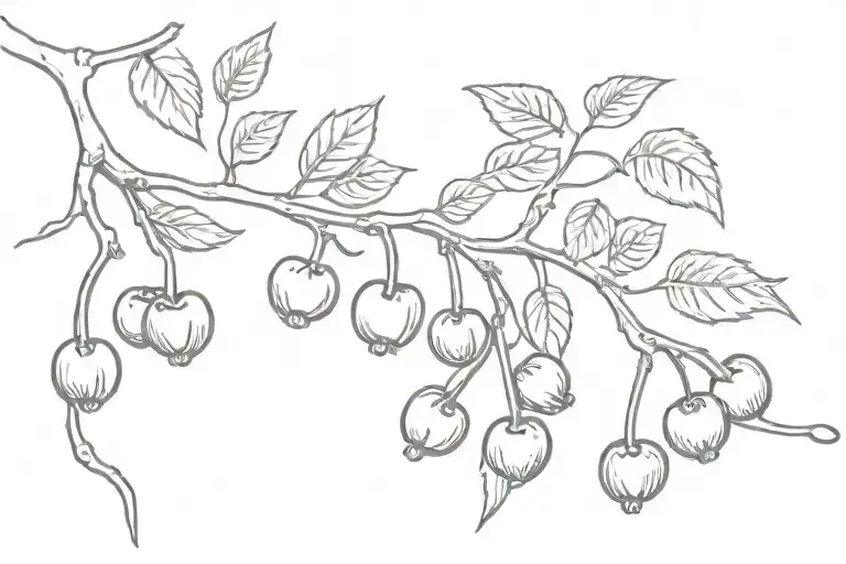 Cherries Along A Vine Thin Long