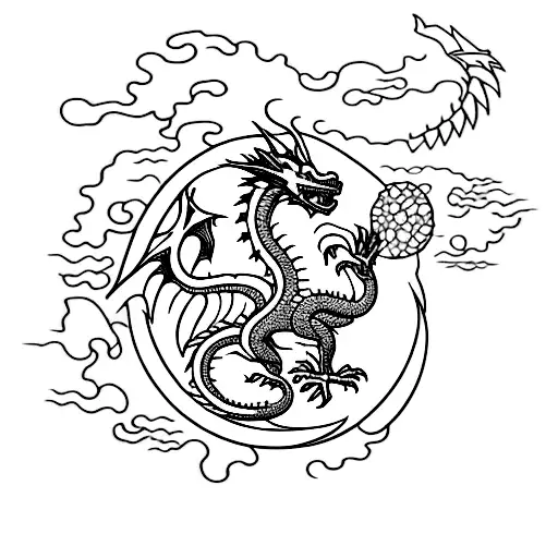 Dragon Breathing Fire Made Of Computer Code