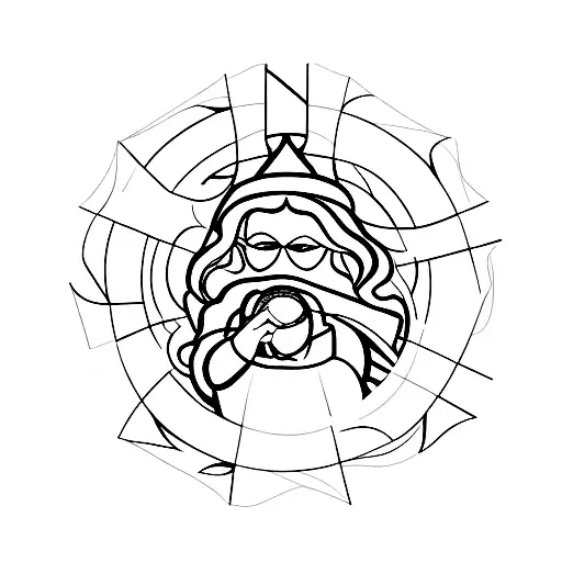 A Wizard Looking Into His Crystal Ball Which Has A Nked Girl In It