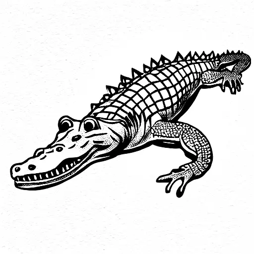 A Crocodile Including The Third Eye With Two Ak47 Weapons In The Background