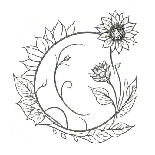 Semi Circle With Sunflower Blooming