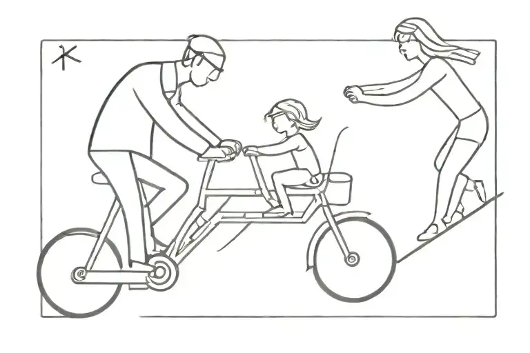 Little Girl Riding On The Handlebars Of A Bike With A Guy Driving The Bike