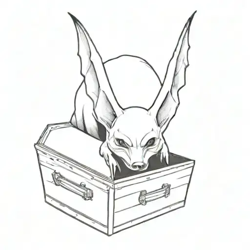 A Minimalist Design Of A Vampire Bat Emerging From A Coffin