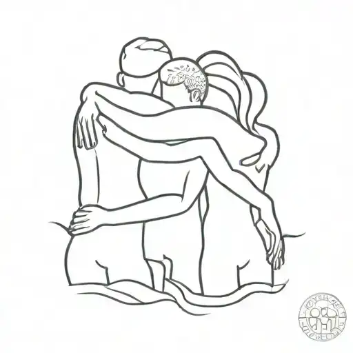 A Minimalist Tattoo Of Friends Hugging