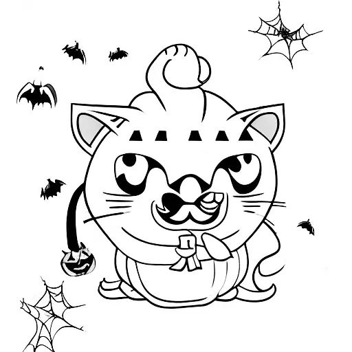 Cute Halloween Cat With Pumpkin