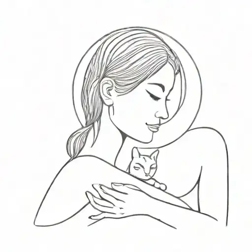 Woman With Cat And Moon