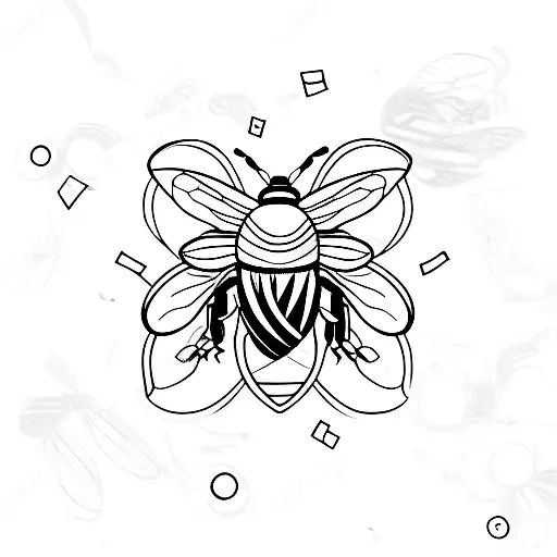 Bee On The Background Of A Small Flower