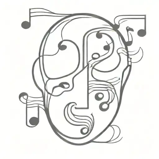Music Notes Swirling Around A Brain With Adhd Symbol