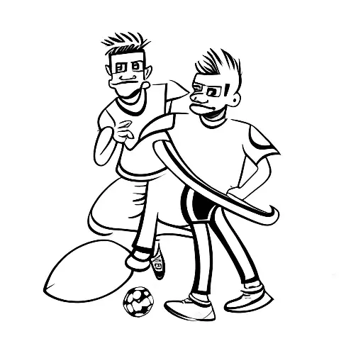 Dad And Boy Playing Football