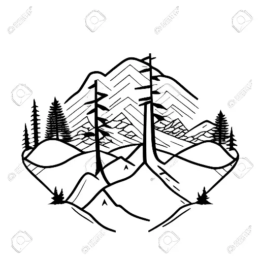 Mountain With Trees With A Road Between