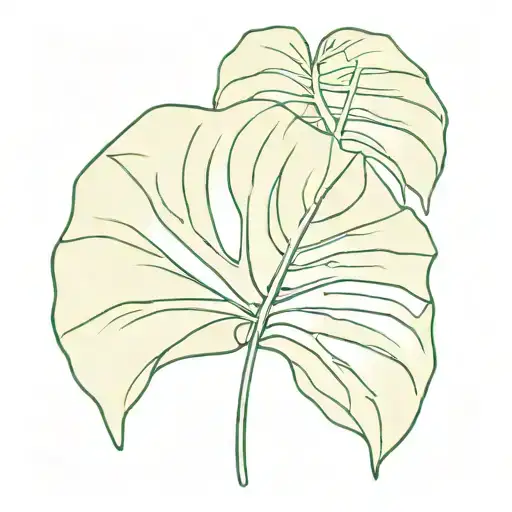 Half A Monstera Plant Leaf And Half A Ribcage