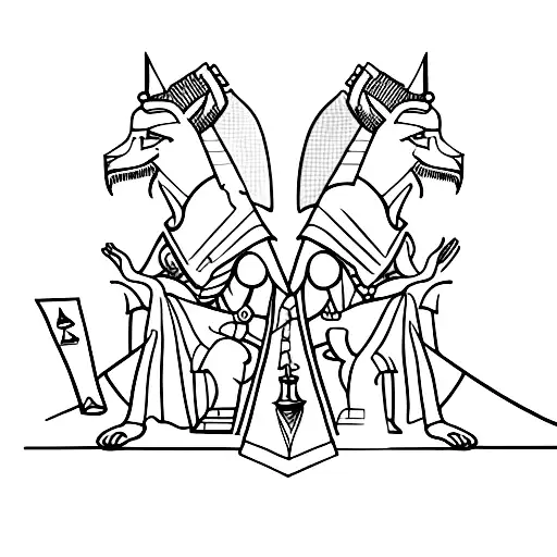 Anubis And The Grim Reaper Engaged In A Chess Game