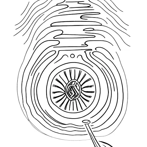 A Detailed Sketch Of A Waterfall Surrounded By Lush Greenery