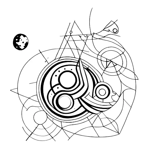 Space Themed Square With Geometric Figures