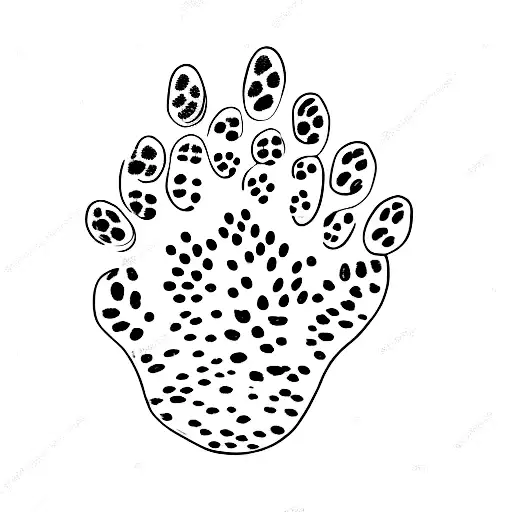 Dog Paw Print And Human Foot Print