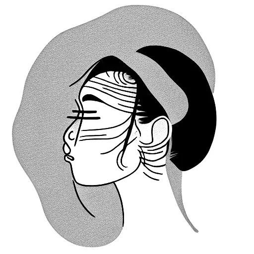 Line Tattoo Of Vietnamese Woman In A Bote