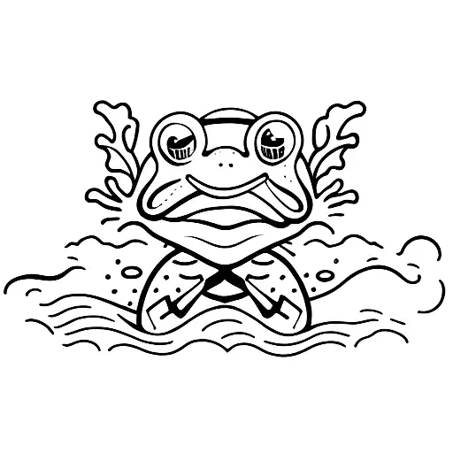 A Frog Riding A Massive Wave On A Surfboard