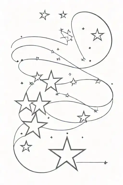 Shooting Star As Long Line On With Few Little Stars Next To It