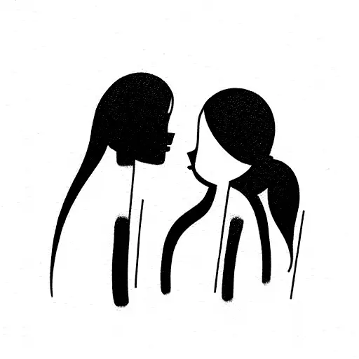 Modern Simple Tattoo Symbolizing Father And His Two Young Daughters