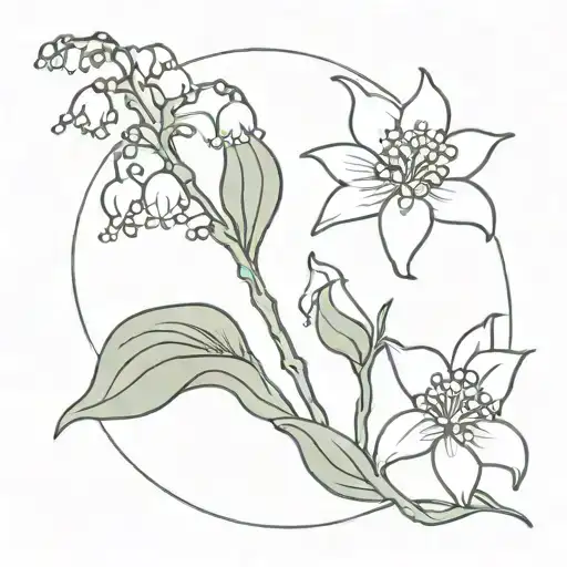 Combination Lilly Of The Valley Flower And The Sun