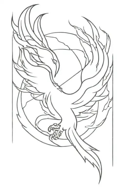 Biomechanical Phoenix Rising From Flames