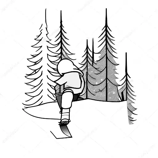 A Snowboarder Carving Through A Snowy Forest