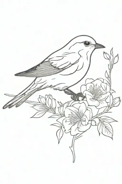 Bluebird And Birthday Flowers