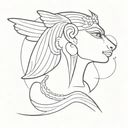 Sphinx Mythology Fine Line Feminine