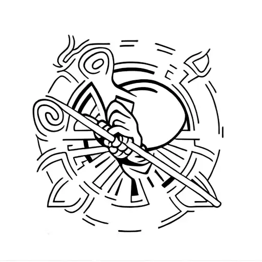 A Minimalist Tattoo Of A Character From Jujutsu Kaisen Holding A Football