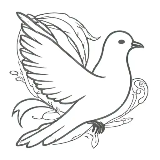 Palm Sized Fine Line Broken Outline Of A Dove With The Words Little White Dove Below